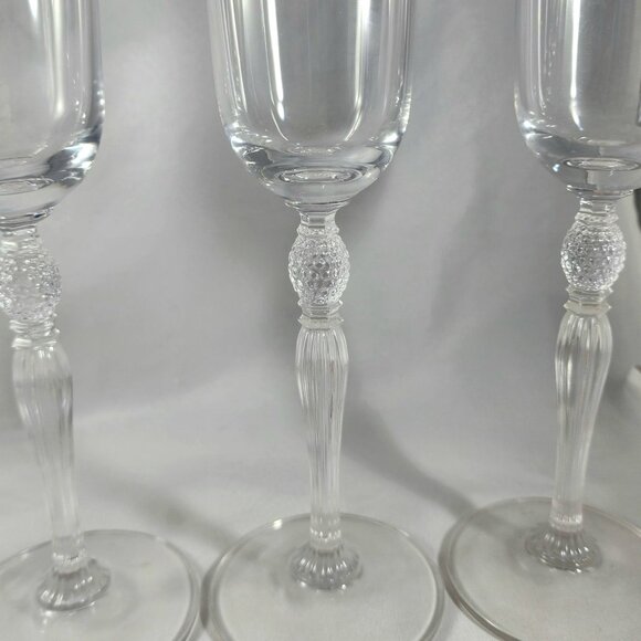Vintage Crystal Champagne Flutes Tall Pineapple Ball Stem Cut Glass  Elegant Set - Picture 3 of 4